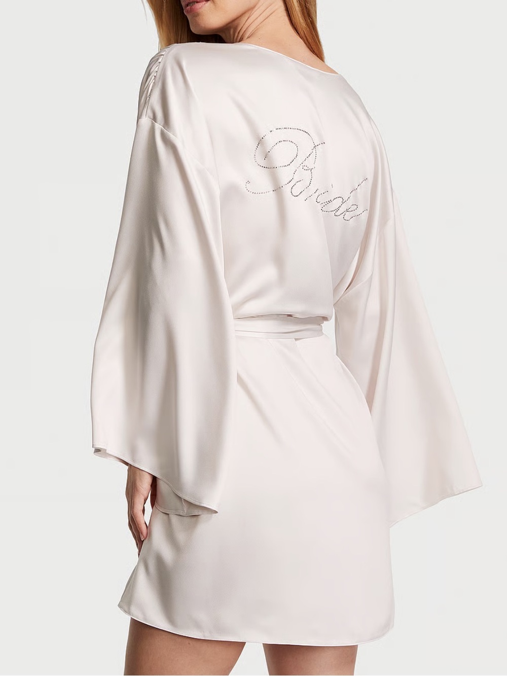 VICTORIA'S SECRET “Bride” Embellished Satin Short Robe